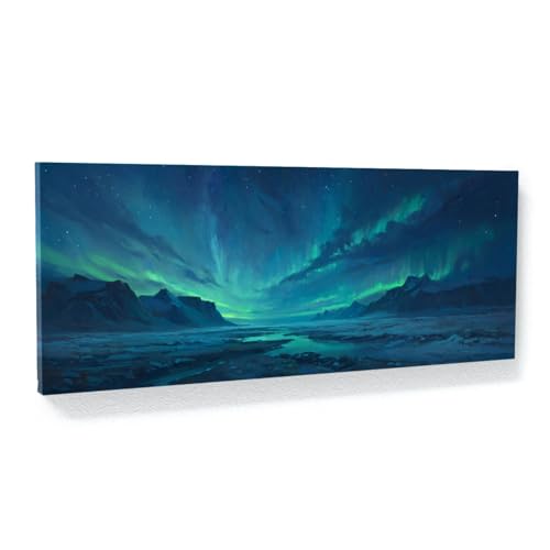 Sense Canvas Northern Lights Arctic Glow 7 Canvas Wall Art Print Home Decor Large Size 40x16cm