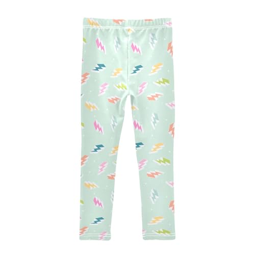 Colorful Lightning Girls Leggings,Workout Leggings for Girls Toddler Athletic Legging Size for 3-10T2