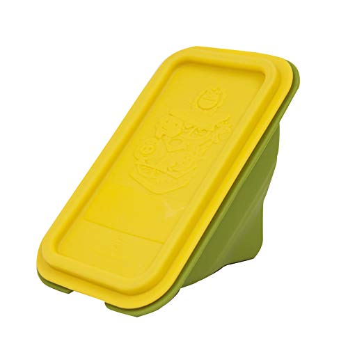 Collapsible Silicone Sandwich Container with Lid, Wedge Shape, Yellow, by Marcus & Marcus