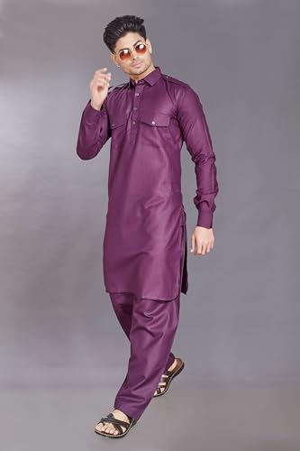 Image of DIVISIVE Men's Cotton Blend Pathani Kurta Pyjama Set