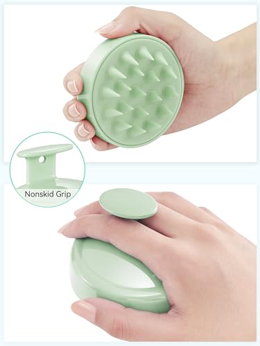 Image of HEETA Scalp Massager Hair Growth, Soft Silicone Scalp Scrubber Shampoo Brush for Exfoliation, Dandruff Removal Head Massage Stress Relax, Wet & Dry Use for Thick Thin Curly Hair Care, Lime Green