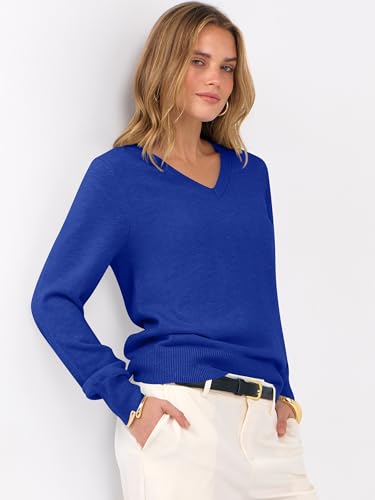 Image of ANRABESS Women's Long Sleeve V Neck Basic Sweaters | Classic Pullover Tops,Soft Loose,Business Casual Work,Travel Vacation,All Day Wear,Fall Spring Outfits,Winter Layer Clothing