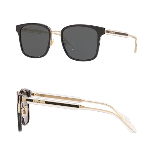 Image of Gucci GG0563SKN Lettering Logo Navigator-Shaped Non-Polarized Sunglasses for Men - Includes Luxury Eyewear Kit - Black Frame with Gray Lens