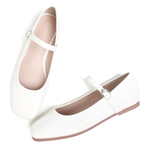 Image of LUXINYU Women's Slip on Flats,Classy Round Toe Solid Classic Mary Jane Ballet Dance Shoes Soft Comfortable PU Flat Shoes