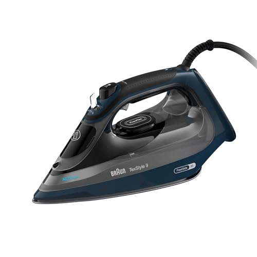 Braun TexStyle 9 SI9682DB Ferro da Stiro a vapore con 5 Anni di Assistenza, Colpo Vapore 260g/min, Modalità ECOMODE Risparmio Energetico, Piastra Freeglide 3D Eloxalplus, Serbatoio 330ml, Blu