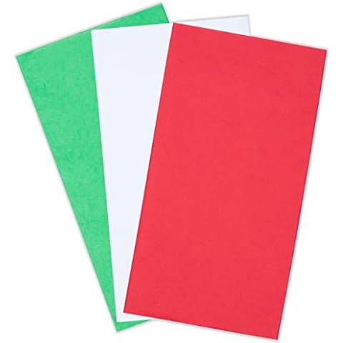 Tissue Paper for Gift Bags and Gift Wrapping, 90 Sheets White Red Green Tissue Paper for Christmas Gift Packaging, Arts Decor Crafts Making Cover