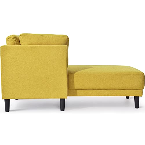 Lumisol Modern Chaise Lounge With Backrest, 65.25” Indoor Sofa Chaise Fabric Upholstered Chair Bed For Office Bedroom (Yellow, 65.25" W X 32" D X 34.25" H) #TOP4