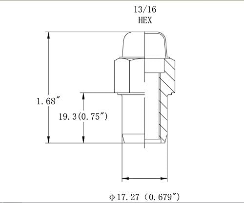 Image of Set of 20 pcs Wheel Lug Nuts M12X1.25,13 /16 inch Hex /Wrench, Total Length 1.68 inch(42.67mm), Chrome Flat Top Mag 0.75 inch, 2-PC Standard Mag Shank Closed End Chrome Lug Nuts Set with Washer
