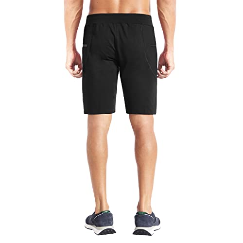 BROKIG Men's Sidelock Gym Workout Running Sport Shorts with Zipper Pockets4
