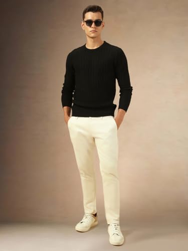 Image of Dennis Lingo Men Solid Acrylic Regular Fit Full Sleeves Pullover Sweater