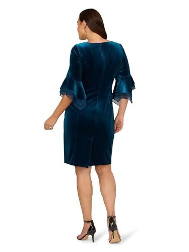Image of Adrianna Papell Velvet Bell Sleeve Short Dress