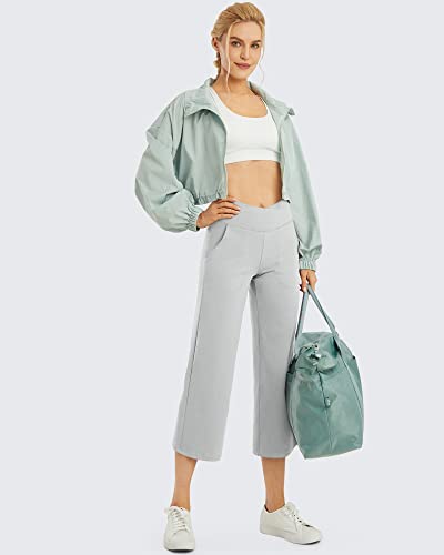 Image of G4Free Capri Pants for Women Wide Leg Yoga Dress Capris with Pockets Cross Loose Casual Work Crop Pants