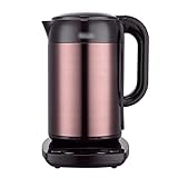 Wasserkocher Double Layer Wasserkocher Edelstahl Verbrühungsschutz Wasserkocher 1 Knopf Knopf Heißwasserboiler 1,7 l / 57,5 ​​oz Teekessel Einfach zu verwenden