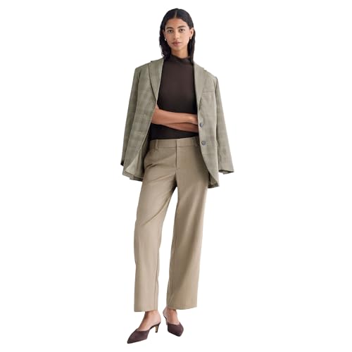 Everlane Women's Straight-Leg Trouser in Tailor Twill | RWS Stretch Wool Blend Floor-Length Dress...