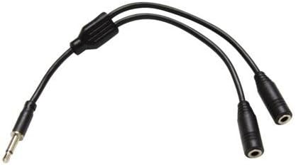 6IN 3.5MM MONO Y-ADAPTER CABLE 3.5MM MALE - TWO 3.5MM FEMALE