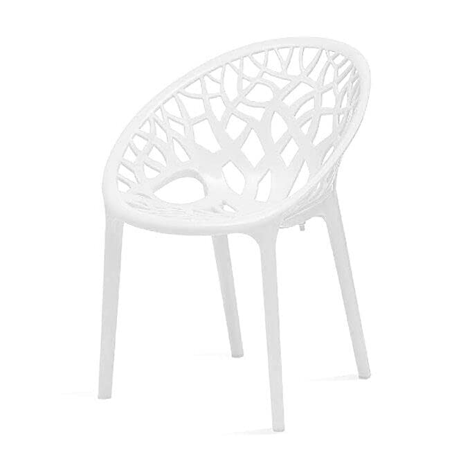 Image of SkyGlamour Neelkamal Crystal Plastic Chair | Chairs for Living Room, Garden, Patio Durable Indoor & Outdoor |Plastic Chair Set of 2, Colour: White