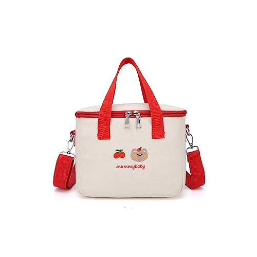 PORRASSO Lunch Bag Insulated Cooler Bag Crossbody Lunch Box Bag Storage Bag Waterproof Leak-Proof Cool Thermal Lunch Tote for Work Camping Outdoor BBQ Party Red