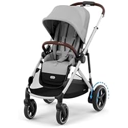 Cybex e-Gazelle S Electronic Assist Stroller – Gazelle S Single-to-Double Electric Stroller, Smart Assist, Rocking Mode, 20+ Configurations & Compact Fold, Silver Frame with Stone Grey Seat