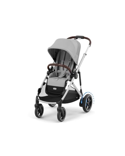 Cybex e-Gazelle S Electronic Assist Stroller – Gazelle S Single-to-Double Electric Stroller, Smart Assist, Rocking Mode, 20+ Configurations & Compact Fold, Silver Frame with Stone Grey Seat