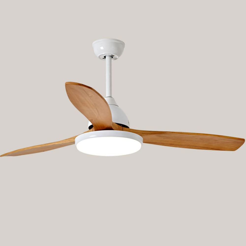 Ventilateur de plafond avec lumière LED télécommandé et plafonnier moderne 3 vitesses pour salon