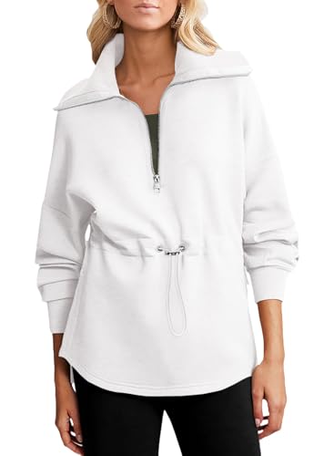Dokotoo Womens Oversized Sweatshirts Zip Up Hoodie Adjustable Drawstring Waist