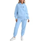 QJDFLL Lässiger Trainingsanzug: Weiche Jogginghose mit passendem Hoodie für Freizeit und sportliche Aktivitäten(Hellblau,XL)