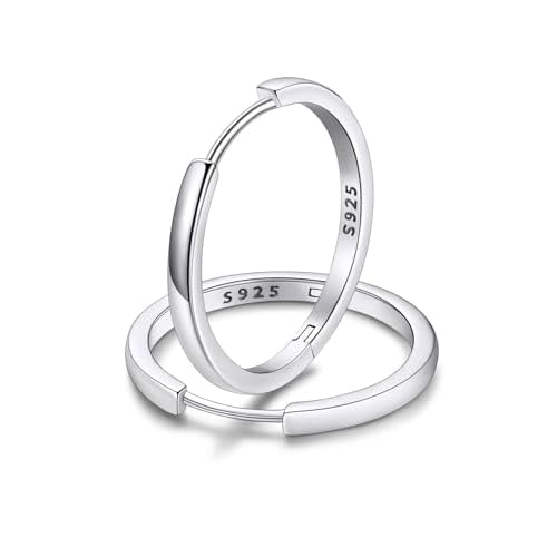 FaithHeart 925 Sterling Silver Huggie Hoop Earrings, Small Silver Hoop Earring for Women, Gold/Black/Rose Gold Hypoallergenic Cartilage Earrings for Women 6/8/10/12/14/15/16/18/20mm 20mm 01.