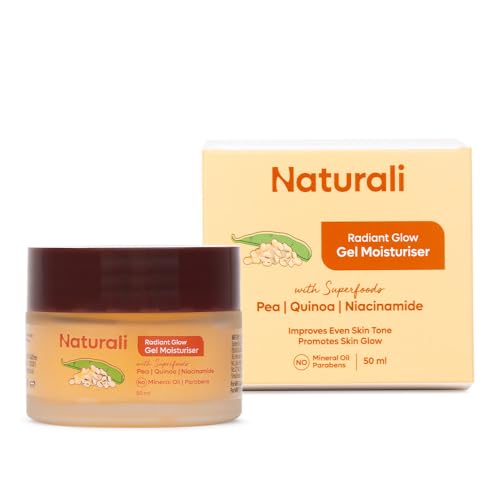 Image of Naturali Radiant Glow Gel Moisturiser | With Superfoods Pea, Quinoa & Niacinamide | Promotes Skin Glow | Improves Even Skin Tone | Paraben-free | For All Skin Types | Best Glow Moisturiser | 50ml