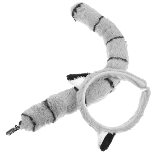JOINPAYA Conjunto de Accesorios para Disfraz de Lemur Diadema de Orejas y Rabo, Material Flexible y Seguro, Adecuado para Fiestas y Cosplay, Disfraz Animal Divertido