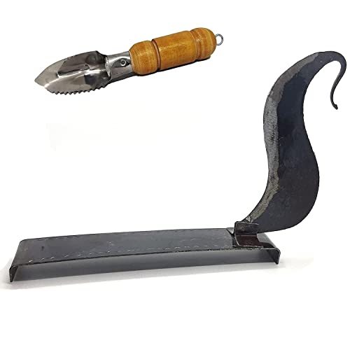 DailyHome Traditional Folding Iron Blade Vegetable Cutters Vili Boti Aruvamanai Kathipeeta Iron Base Pahsul with Peeler