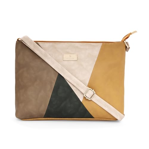 Image of Valerie Color Block Sling Bag | Single Shoulder Bag | A Right Choice For Your Stuff | Made With Vegan Leather | Adjustable Sling Strap |Crossbody Bag For Girls & Women