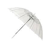 BESCH Paraguas Largo Clásico Grande Automático y Resistente al Viento (Transparente 16 Varillas)