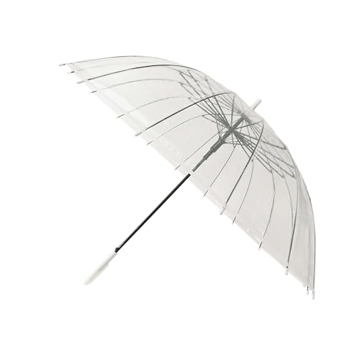 BESCH Paraguas Largo Clásico Grande Automático y Resistente al Viento (Transparente 16 Varillas)