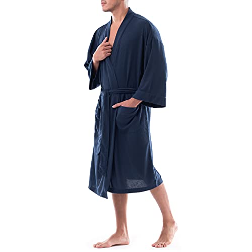 Fruit Of The Loom Men's Waffle Kimono Robe, Navy, One Size #TOP4