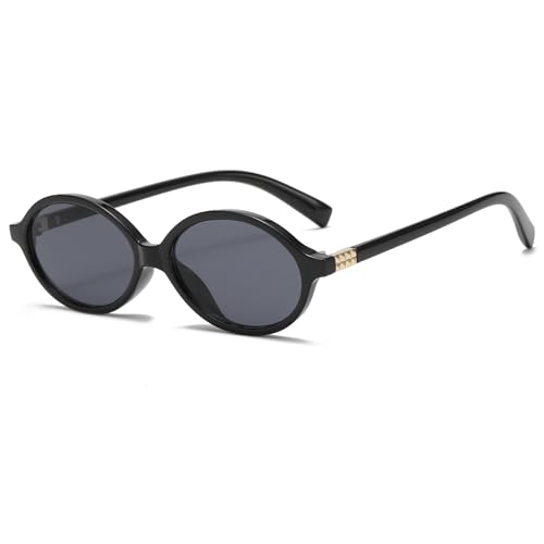 Long Keeper Retro Oval Sunglasses for Women Men 90s Small Round Sunnies Vintage Oval Shades Trendy UV Protection Sun Glasses