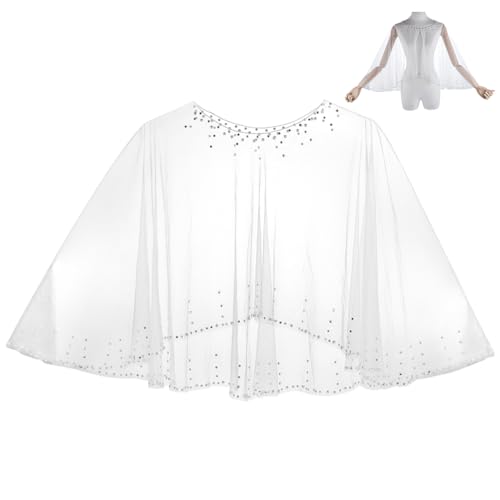 arricraft Chal de perlas para boda, 53 cm de largo, de poliéster, brillante, capa de tul transparente, elegante, vestido de boda, para mujer