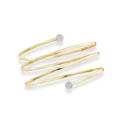 14K Yellow Gold Wrap Around Cuff Stackable Bangle Bracelet With 0.14Ct White Diamond Jewelry Gifts For Women #TOP29
