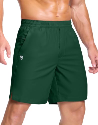 Image of GGJ Men's Lightweight Athletic Shorts with 2 Zipper Pockets 7 inch /9 inch /5 inch Gym Workout Running Quick Dry Tennis Shorts for Men