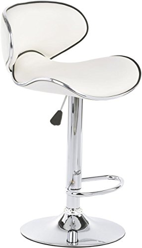 Displays2go Butaco giratorio con respaldo | Altura ajustable, reposapiés, cuero sintético, blanco, modelo BRSTLPUB1W miniatura 2