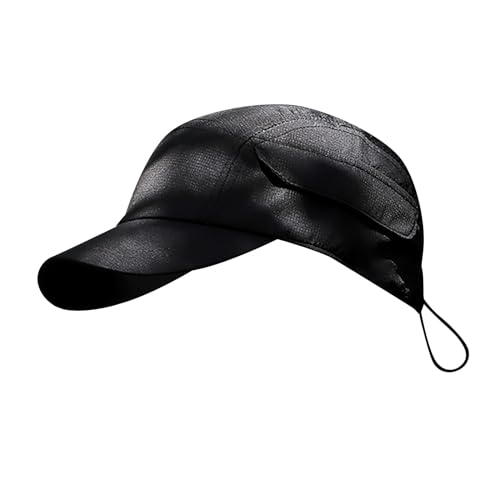 DUHGBNE Baseballkappe, schnelltrocknend, Freizeitsport, Bergsteigerkappe, Herren-Sommer-Outdoor-Reisekappe, gewölbte Fahrradkappe Football Cap Hüte Damen Edel (Black, One Size)