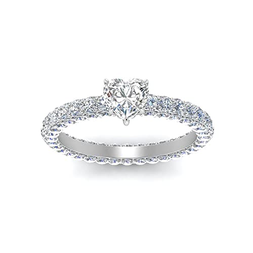 Image of 55Carat Choose Your Gemstone Eternity Ring Sterling Silver Heart Shape Side Stone Engagement Rings Affordable for your Girlfriend, Wife, Wedding Partner US Size 4 TO 12