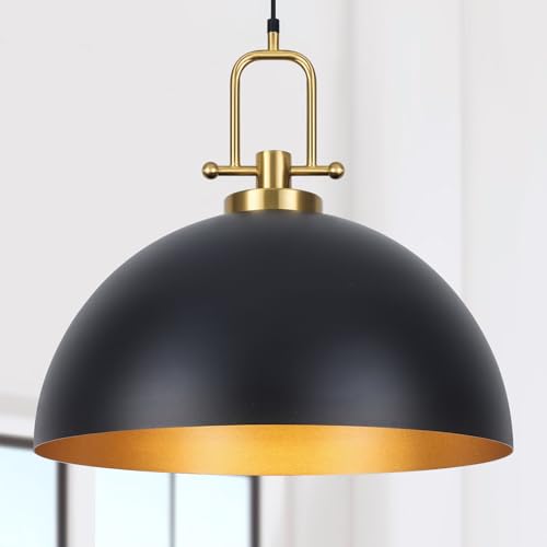ZLNIDJIA 19.7'' Large Black Pendant Light Kitchen Island Industrial Black