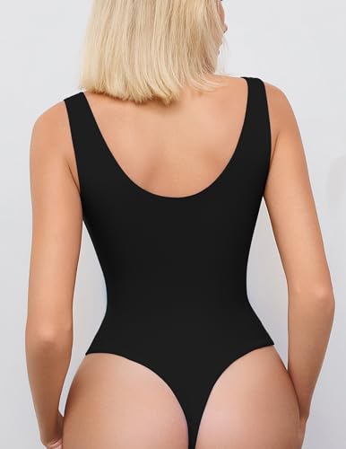 Avidlove Women's Sexy Plunge Deep V Neck Bodysuit Double Lined Sleeveless Thong Body Suit Leotard for Going Out Tank3