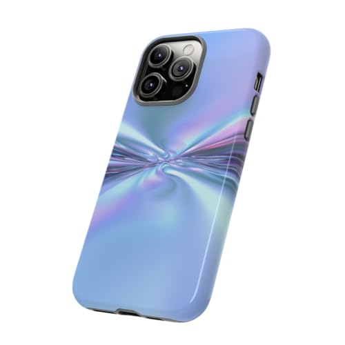 Motif spirale réfléchissant sur cette coque rigide iPhone 14 Pro Max Bleu