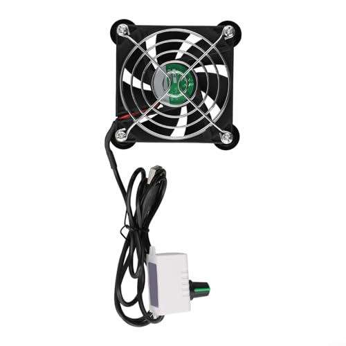 Ventilador de refrigeración de enrutador USB de 5 V con regulación de velocidad continua, funcionamiento silencioso para una disipación eficiente del calor (ventilador de 8 cm)