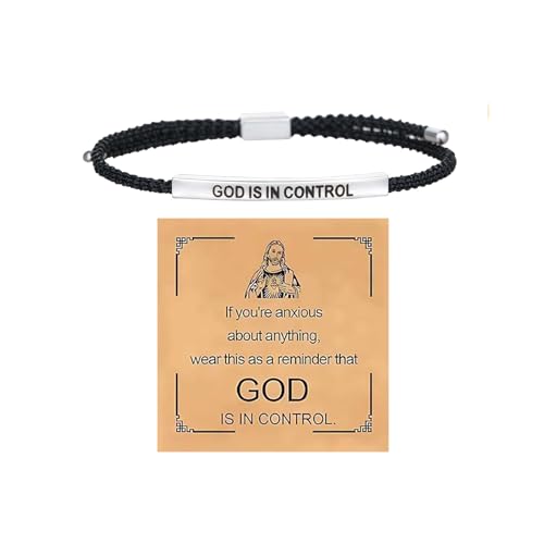 BTZY God is in Control Tube Bracelet Dont Let The Hard Days Win Handmade Braided Adjustable Inspirational Bracelets Stainless Steel Let Him Comfort Tube Bracelet for Women