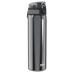 Ion8 Gourde Inox, 600ml, Anti-Fuite, Ouverture d’un Doigt, Lavable au Lave-Vaisselle, Couvercle Hygiénique, Poignée de Transport, Durable et Résistant aux Rayures, Acier Inoxydable, 600ml (20 oz)