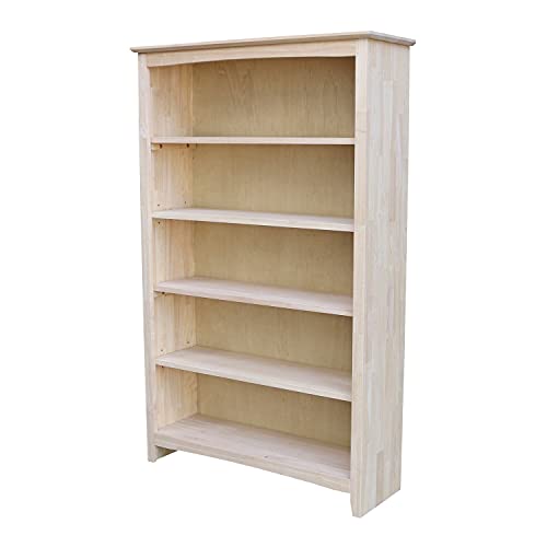 International Concepts 38" Wide Shaker Bookcase - 60 in H - Unfinished