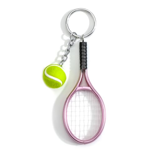 Llaveros de pelota de tenis y raqueta de tenis, llavero personalizado regalo para mujer, cumpleaños, idea de regalo de amistad para estudiantes, accesorios de bolsa de Rigolos, pequeños regalos para