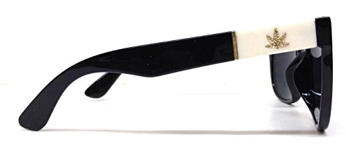 Black White Gold Weed Leaf Square Sunglasses3